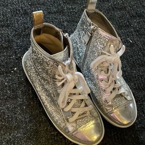Jimmy Choo Silver Glitter High-Top Sneakers